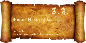 Budur Nikoletta névjegykártya